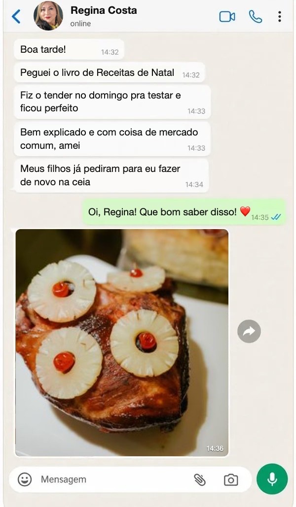 Conversa no WhatsApp: Regina Costa · Tender